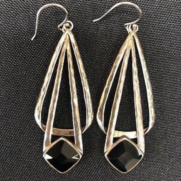 Retired Silpada Sterling Silver Black Onyx Midnight Earrings W2951 - Picture 4 of 5